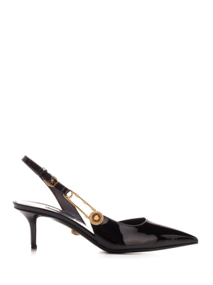 Versace Pointed Toe Slingback Pumps