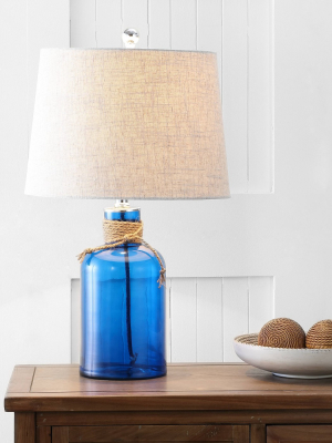 23.5" Glass Azure Bottle Table Lamp (includes Led Light Bulb) Blue - Jonathan Y