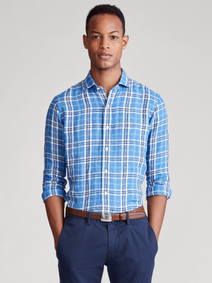 Classic Fit Plaid Linen Shirt