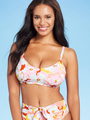 Juniors' Bralette Bikini Top - Xhilaration™ Pink Floral