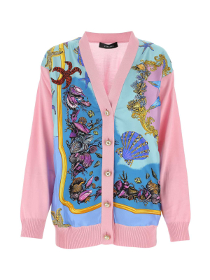 Versace Sea Life Print Panelled Cardigan