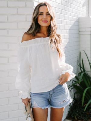 Lex Cotton Off The Shoulder Ruffle Top - Off White - Final Sale