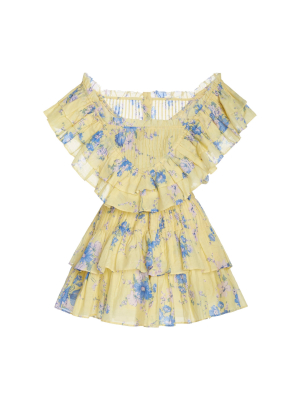 Fatima Ruffled Floral Cotton Silk Mini Dress