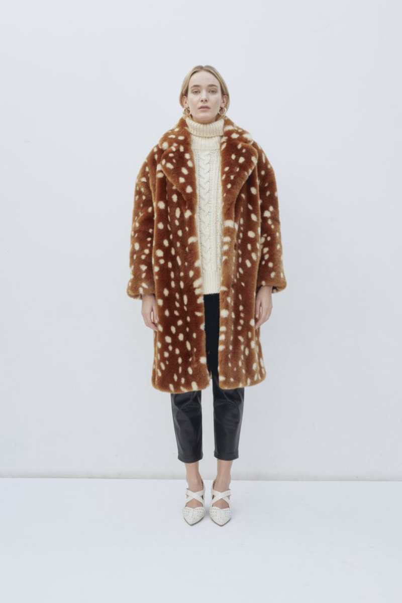 Jakke Katie Faux Fur Long Coat Bambi - Autumn